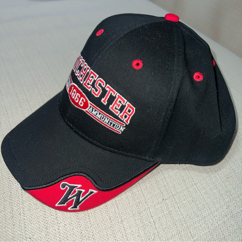 Winchester Ammunition Hat Black/Red Black Cap Adjustable